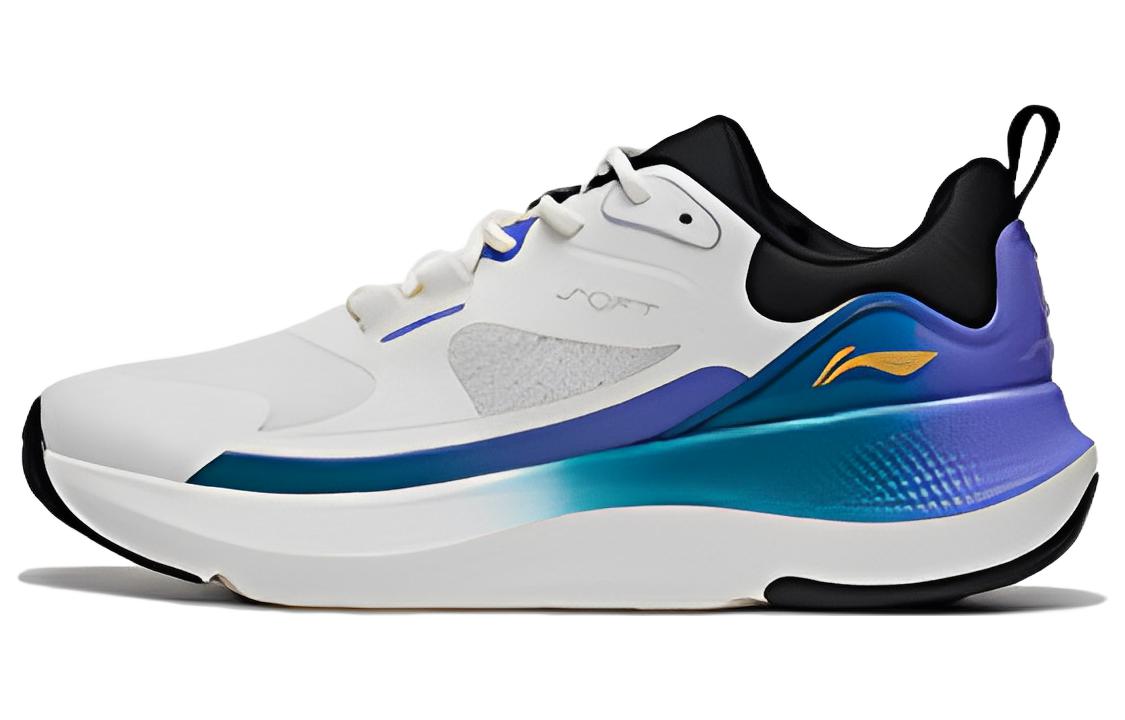Li Ning SOFT GO Амортизация Нескользящие Низкие Повседневные Кроссовки Мужские Белый Синий Фиолетовый AGLT125-1 41