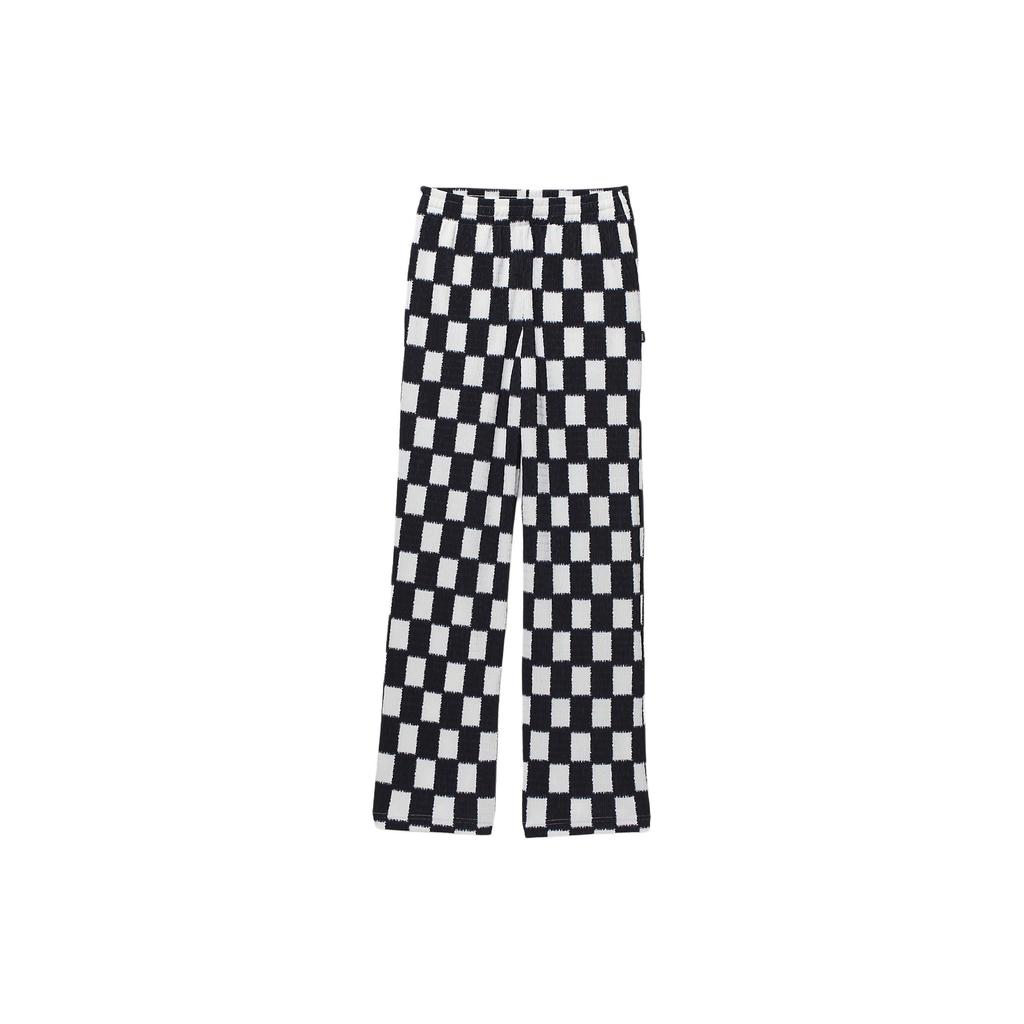 Vans Benton Kostkované Snadné Kalhoty Volný Střih Široké Nohavice Elastický Pas Dlouhé Kalhoty Dámské kalhoty Černá VN000GA51KP