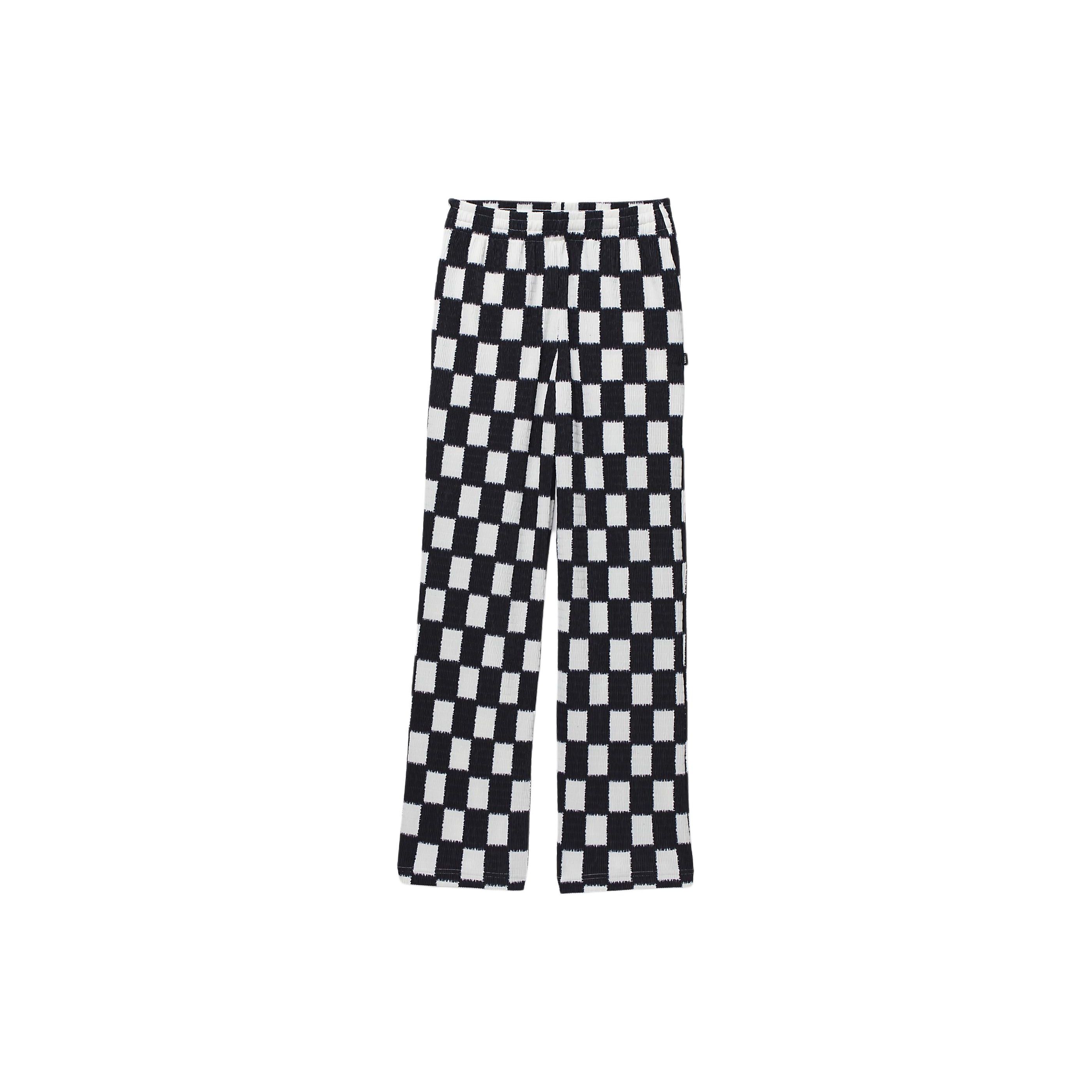 

Vans Benton Checker Easy Pant Loose Fit Wide Leg Elastic Waist Long Pants Women pants Black VN000GA51KP L
