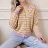 Cardigan lavorato a maglia a righe da donna, manica lunga, casual, quotidiano, con zip e bottoni