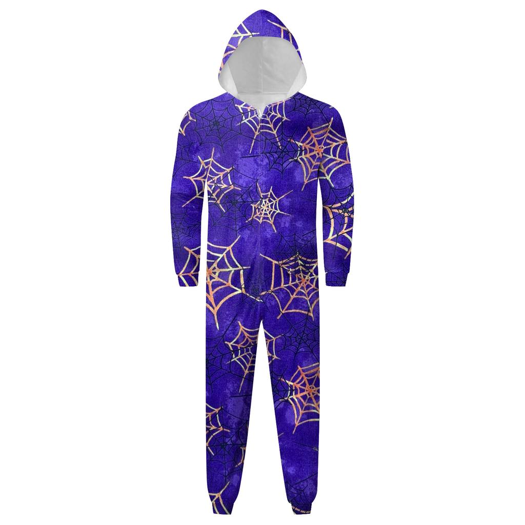 Halloween Printed Family Matching Hooded Long Sleeved Zippered Hooded Jumpsuit Set