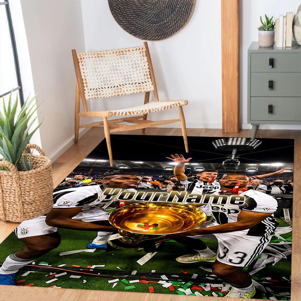 Juventus Customize Your Name Area Rug Perfect for Balcony Kitchen Bedrooms Entryway Antislip Carpet Office Home Decor Wedding Party Gift