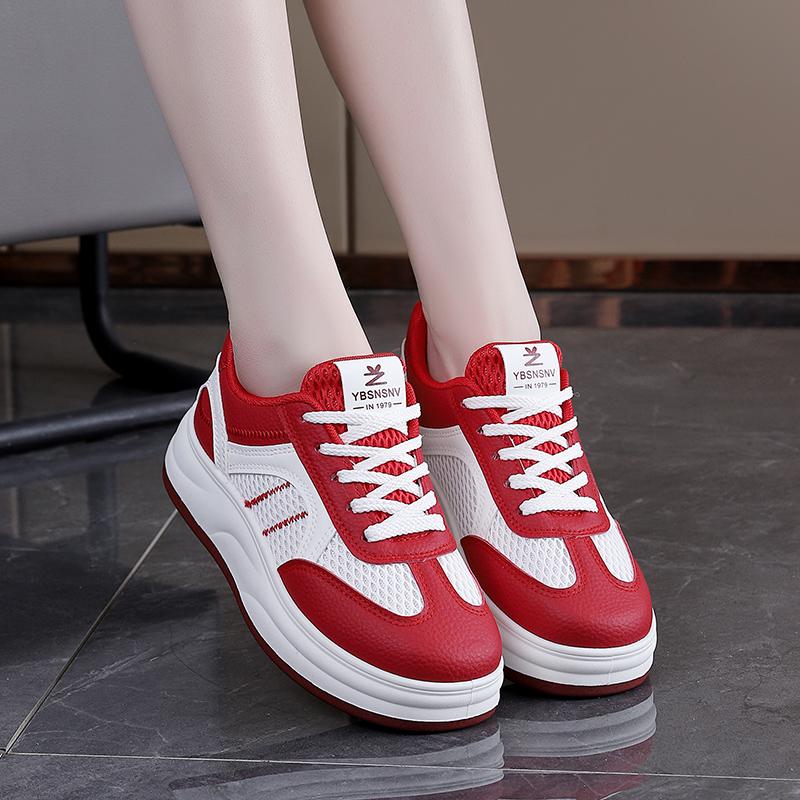 Simple mesh splicing breathable college style women's Korean version ins white shoes versatile casual shoes board shoes women