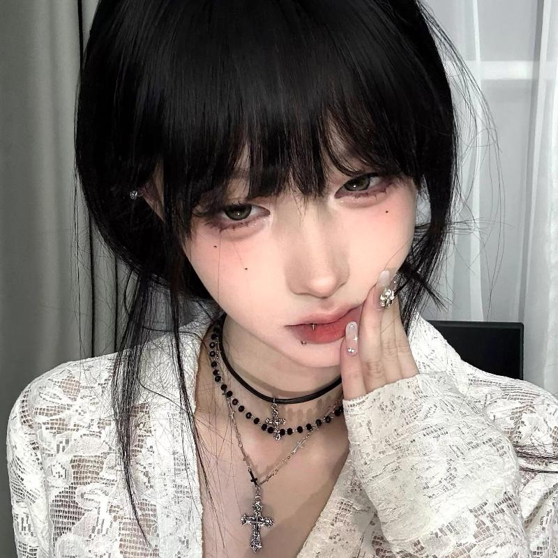 Gothic Punk Y2K Black Cross Pendant Necklace for Women Men 2025 Vintage Multi Layer Bead Necklaces 90s EMO Charm Jewelry Gifts