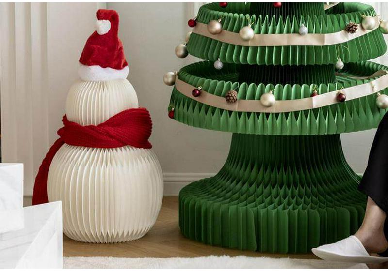 Large Nordic Paper Snowman Ornament for Storefront and Outdoor Christmas Decor