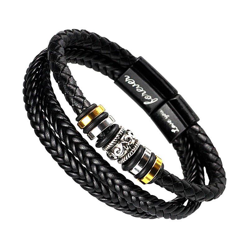 Urob si sám kožený ručne vyrobený náramok z kože tkaný viacvrstvový pánsky kožený náramok Vintage náramok YSL