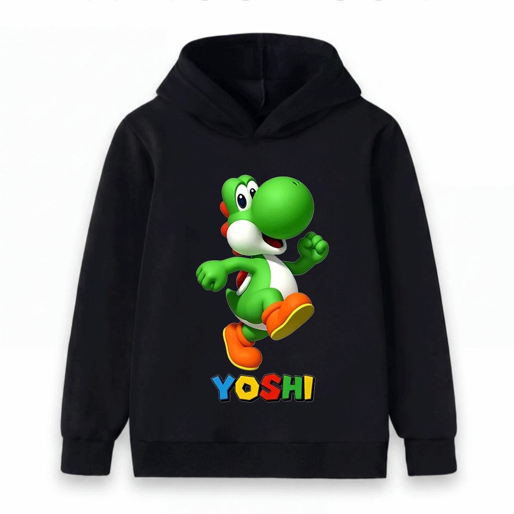 Kids Boys Girls Casual Hoodie, Cute Dinosaur Character Print Long Sleeve Pullover Sweatshirt for Children Daily Wear