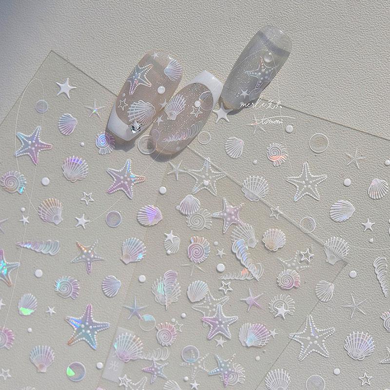 New Stickers for Nails Beach Ocean Shell Conch Nail Sticker Self-adhesive Nail Art Stickers Manicure Decals ZJT20