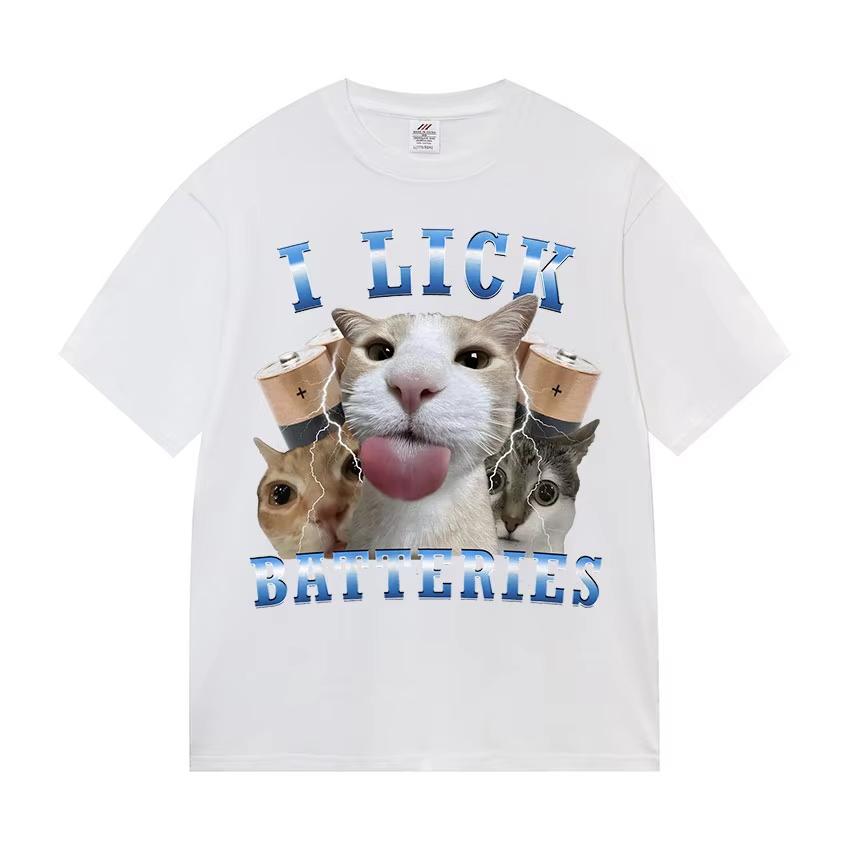 Funny Cat Graphic Print T Shirt Gang Cat Cool Hip Hop Short Sleeve Tshirts Mens Vintage High Quality Oversized Cotton Tees Top