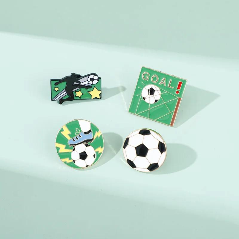 Football Competition Enamel Pin Custom Brooches for Bag Clothes Lapel Pin Badge Shoot and Goal Jewelry