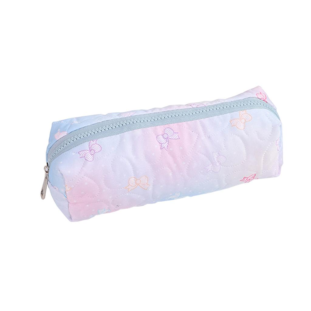 1PC Bowknot Print Pencil Case, Creative Starry Sky Style Portable Zipper Desktop Stationery Storage Bag, Cute Gift for Friends