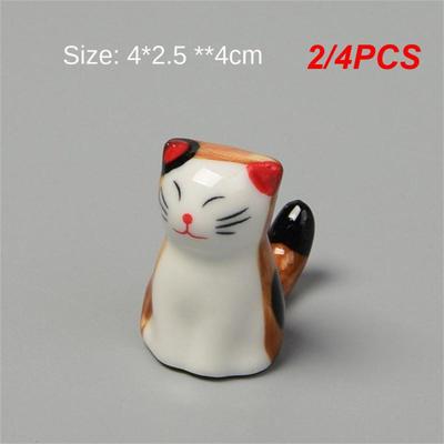 2/4PCS Chopsticks Res Hand-painted Cat Japanese Style Table Decor Ceramic Cat Chopsticks Rack Ceramic Kitchen Tableware