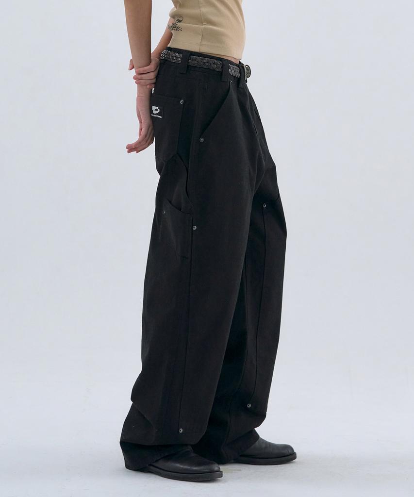 WELLBEING EXPRESS Washed Carpenter Pants Black