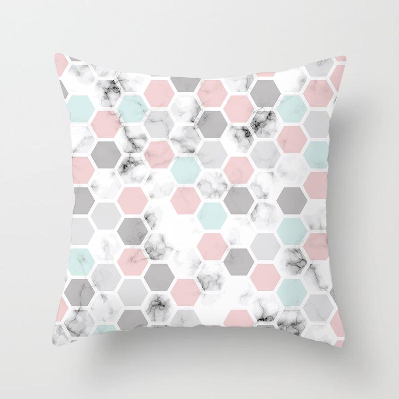 Ins Marble Geometric Print Square Pillow Cover Sofa Cushion Cover