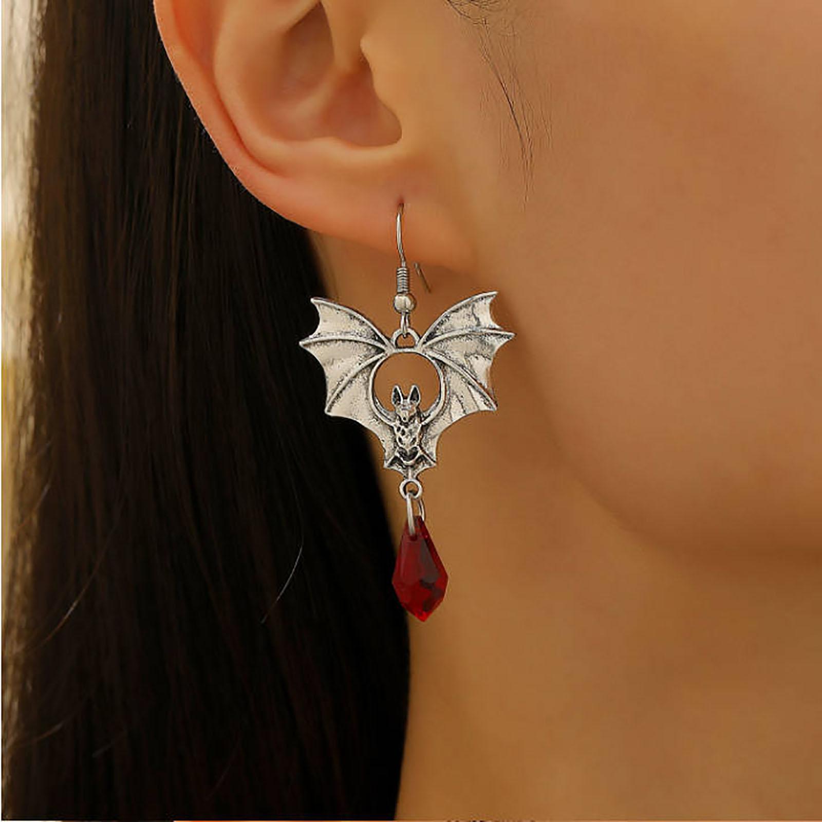 

Панк Ветер Черный Красный Кристалл Серьги Таинственные Ювелирные Аксессуары Хэллоуин Женские Украшения One Size