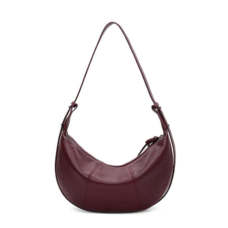 Aidani Genuine Leather Crescent Underarm Bag, Minimalist High-End Style, Versatile Cowhide Crossbody Shoulder Bag for Daily