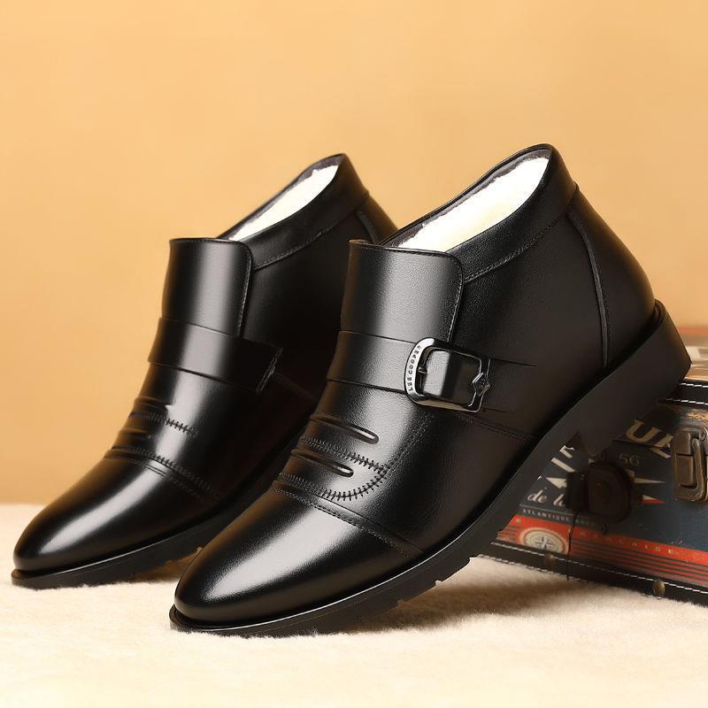 New Fashion Men's Winter Snow Boots Casua High-top Men's Cotton Leather Boots Warm and Velvet Dad Shoes