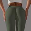 Brushed V-waist Pleated Solid Color Peach Hip Yoga Pants For Sports, Running, Fitness, Tight Fitting Cropped Pants