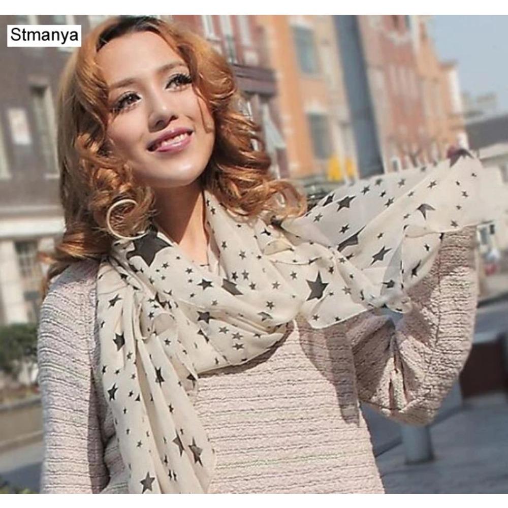Women Chiffon Scarf 150*45cm thin style Scarfs Print Cat Star Leopard Shawls And Scarves Best Party gift 22009