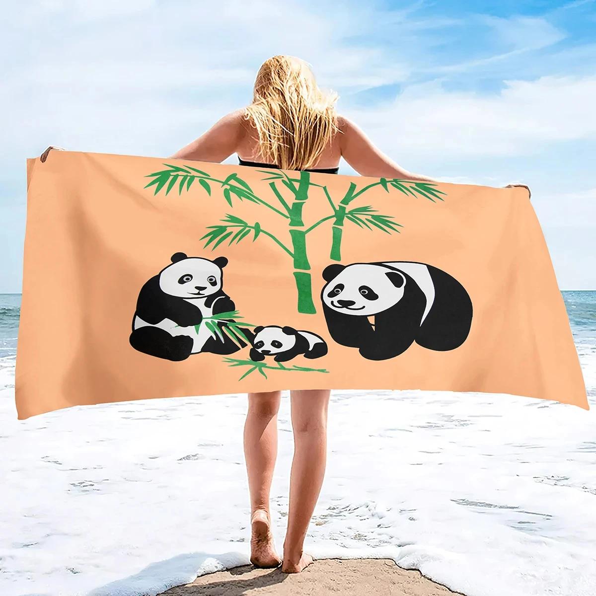 

Cute Panda Beach Towel Quick Dry Cartoon Animal Bath Towel Soft Sport Travel Spa Gym Swim Pool Towels Microfiber Bikini Cover Up W30*H60(CM)