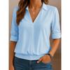 TIFICY Women's Fashion Casual Spring Autumn Solid Color Print Long Sleeve POLO Neck Blouses & Shirts
