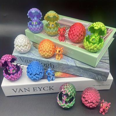 3D Printed Decorative Ornament Dragon Egg with Little Dragon Inside, Suitable for Furniture and Desktop Decoration Christmas Holiday Decoration