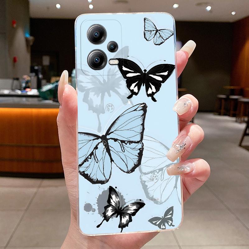 Phone Case For Xiaomi POCO X5 5G/Redmi Note 12 5G/POCO X5 PRO 5G Butterfly Protective Casing Transparent Soft Silicone TPU Cover