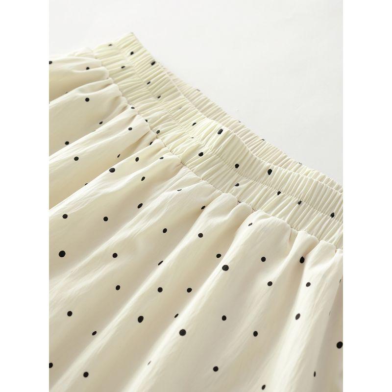 Plus size women clothing [Polka Dot Yamamoto Culottes] Gentle Wind Wear Wrinkle Feeling Loose Summer Chubby Girl Capri Wide Leg Pants