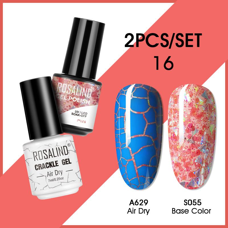 ROSALIND Cracked Gel Nail and Polish Nail Gel Kit Nail Varnish Hybrid Crackle Manicure Art UV Gel Semi Permanent 2PCS