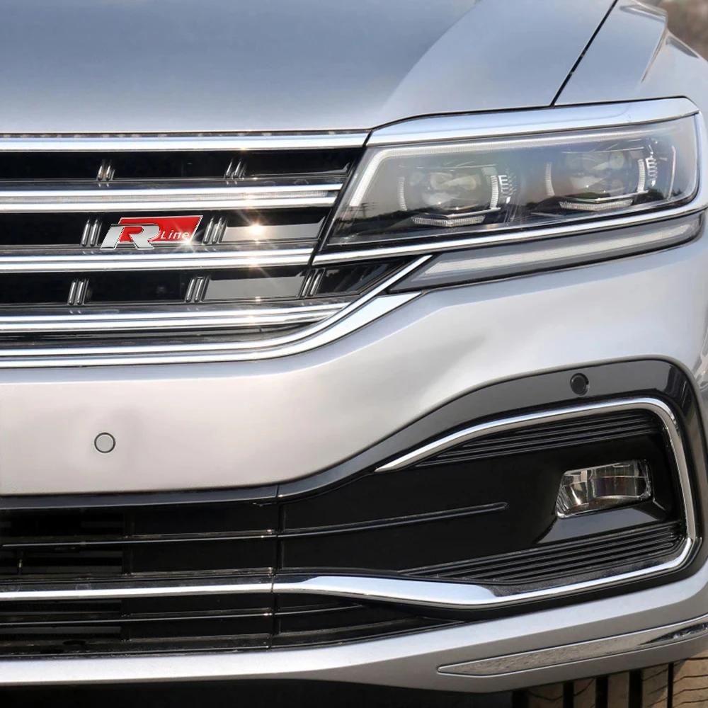 3D Metal R Line Logo, Car Front Grill Badge Rear Trunk Emblem Sticker for G-ol-f 4 5 6 7 P-ol-o P-assa-t T-igua-n T-oura-n C-C T-ouare-g