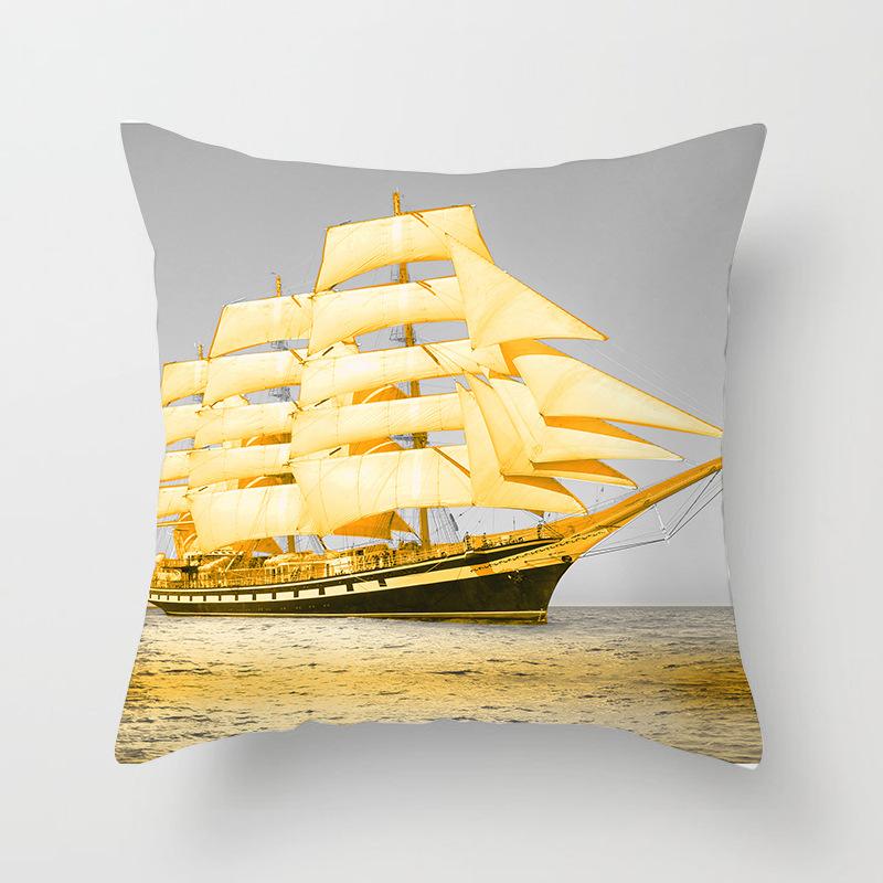 Modern Simple Landscape Car Print Sofa Pillow Cushion Cover Home Soft Furnishings