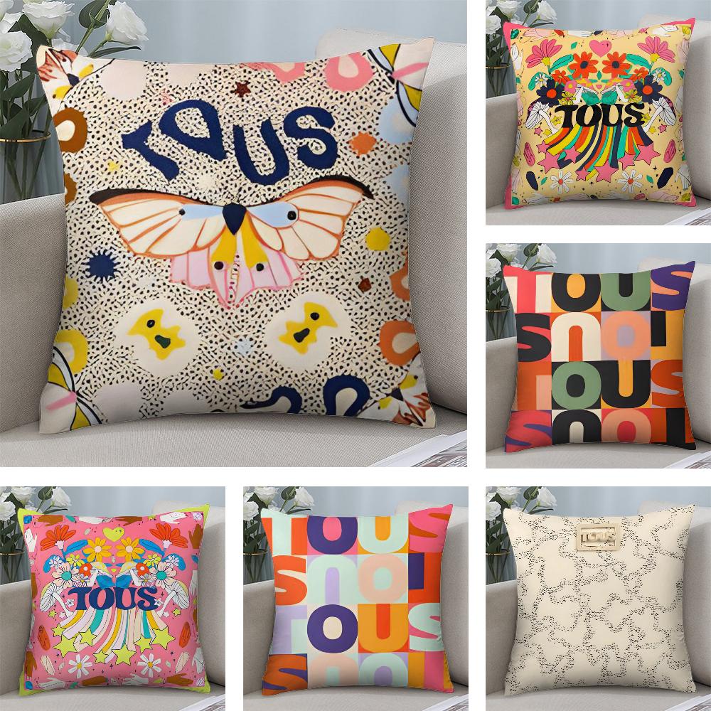 CRAFTED WITLOVE T-tous Pillow Case Plush Fabric Soft Double Sided Print Sofa Cushion Cover Throw Pillow Covers