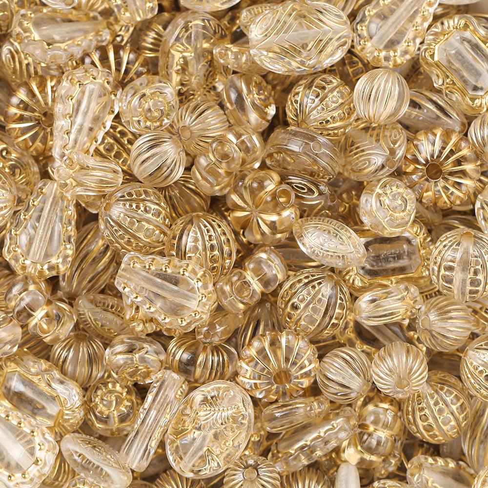 

Акриловые смешанные золотые бусины свободные бусины своими руками бисерный материал браслет мобильный телефон цепочка аксессуары носить бусины в форме 20G (8~ 32mm/aperture 1~ 4mm) прозрачный белый