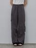 LE STUDIO Side Pocket Crinkle Pants Charcoal