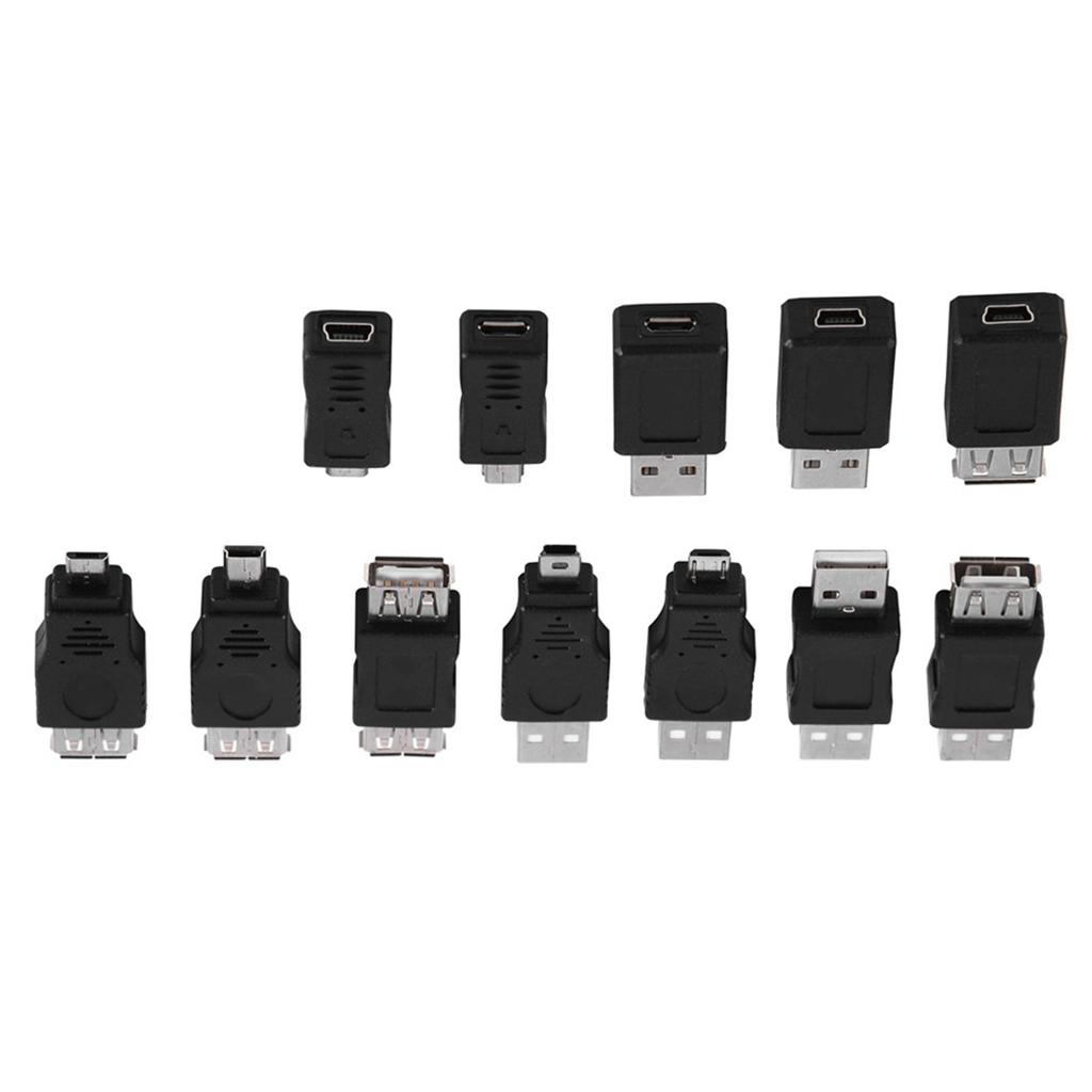 Pack of 12 Pcs Multiple USB2.0 Adapters MicroMini Male Female Converters Connectors