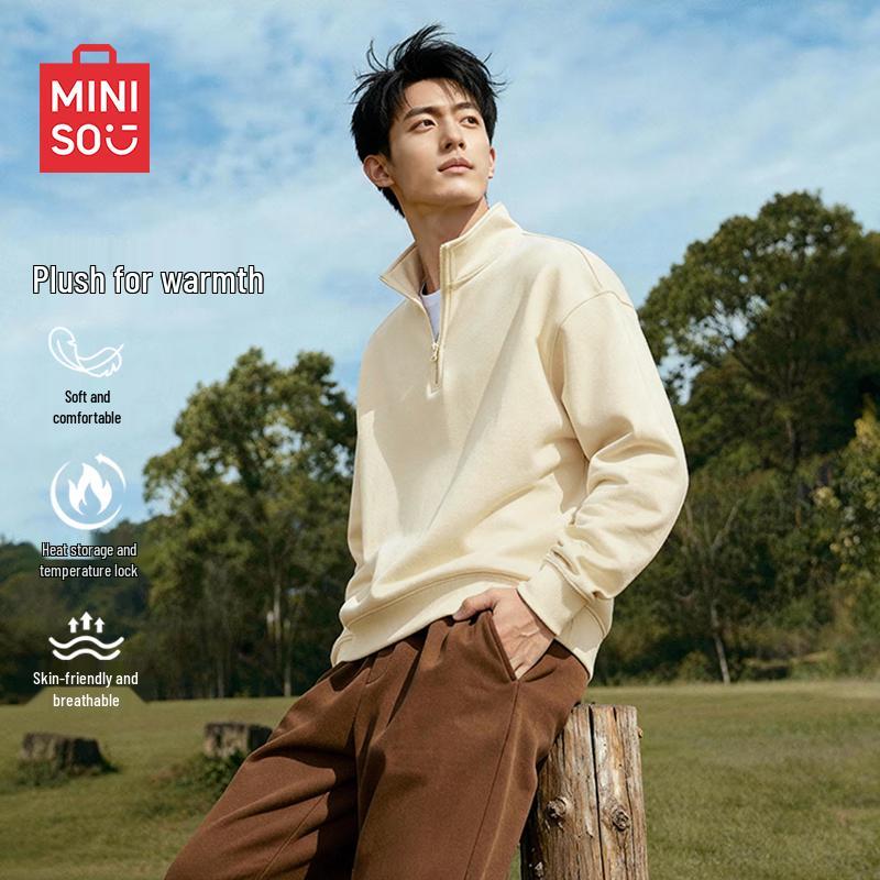 MINISO Unisex Heavyweight Fleece Stand-Collar Sweatshirt