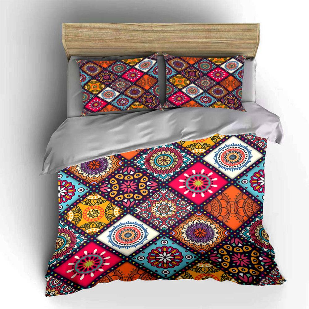 Colorful Geometric Patterns Set for Home Decor Multiple sizes kid's and adults' bedroom Exquisite 3PC bedding set gift