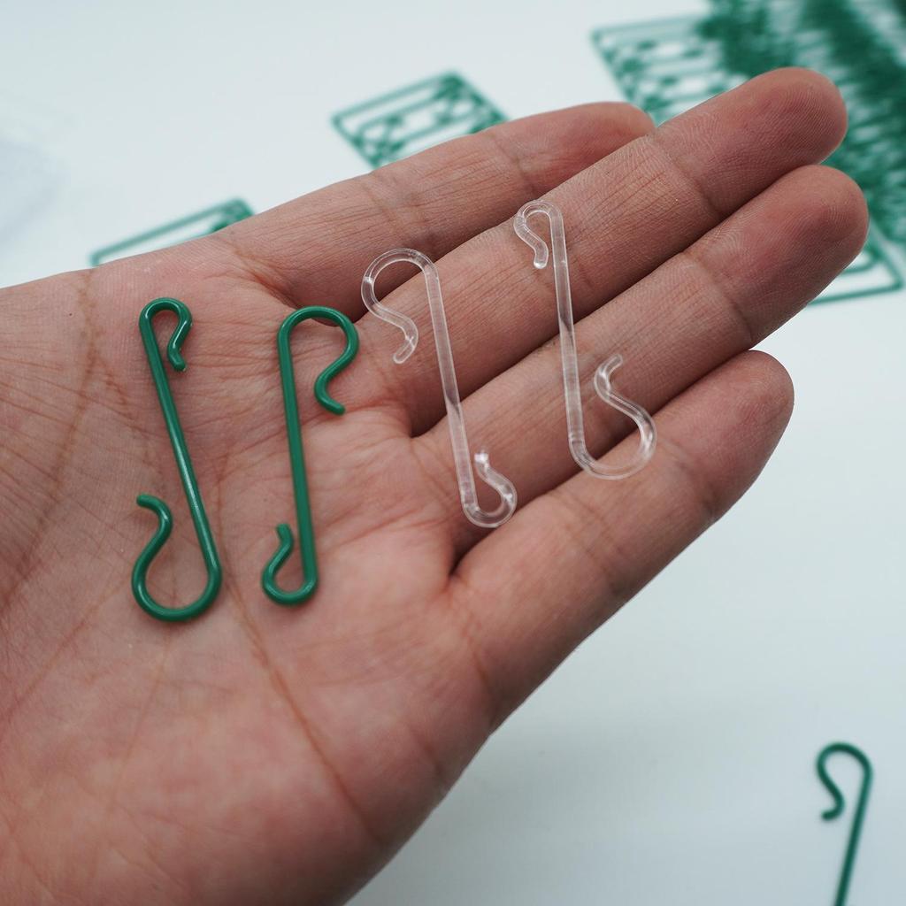 Green Transparent Christmas Ornament S-shaped Hanging Hook for Tree Decoration