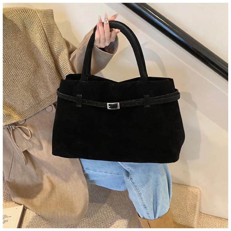 Women's Retro Suede Commuter Tote - Large Capacity Arrow Handbag for Autumn and Winter