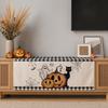 Linen Table Runner with Pumpkin and Cat Print for Fireplace TV Stand Dining Table Coffee Table 183x33cm Halloween Theme