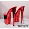 20CM  Nightclub Women's Shoes Waterproof Table Roman Fish Mouth Lady Super High Heel Slippers 20cm  LFD-8820-Q4