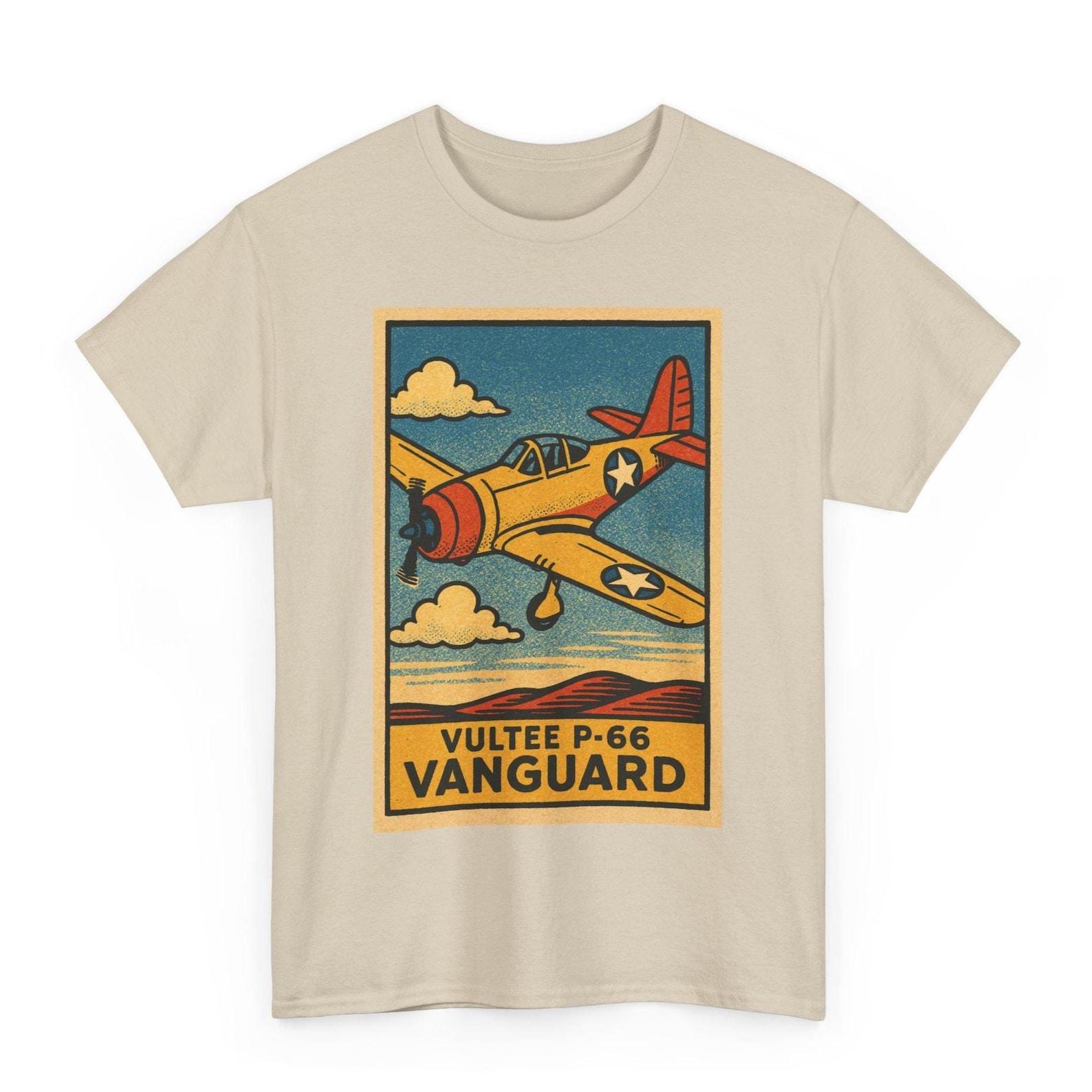 Vultee P-66 Vanguard T-Shirt: Retro Comic WWII Aviation Tee S