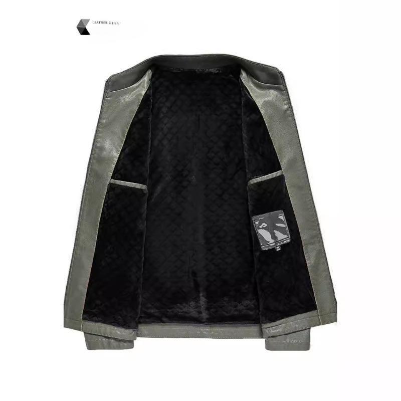 Kožená bunda pánská podzimní a zimní novinka pánský stojatý límec měkká kožená bunda bunda pánská volná ležérní kožená bunda