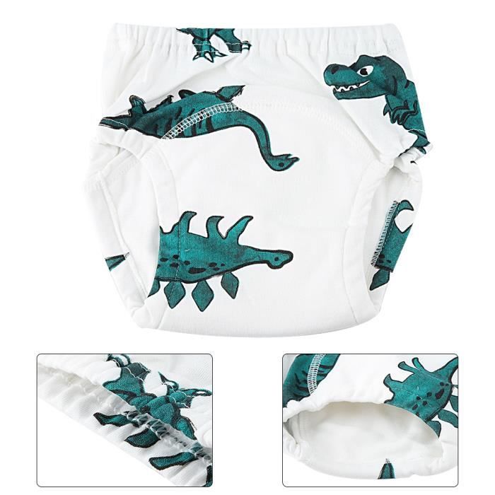 Surcouche culotte Motif de dinosaure de bande dessinée Pantalon de formation en coton pour bébé Sous-vêtements imperméables (80) AIZ