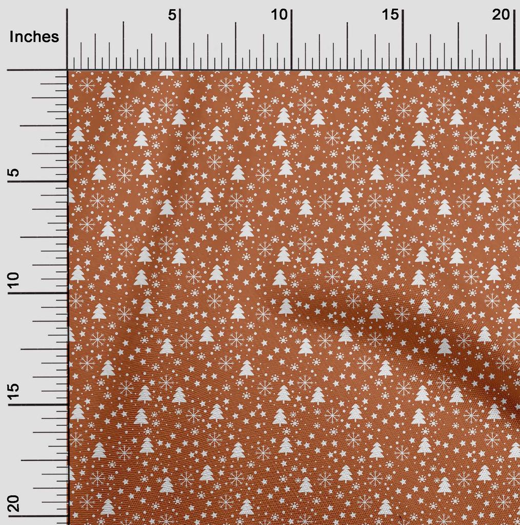 oneOone Cotton Flex Blue Fabric Snowflake,Star & Tree Dress Material Fabric Print Fabric By The Yard 40 Inch