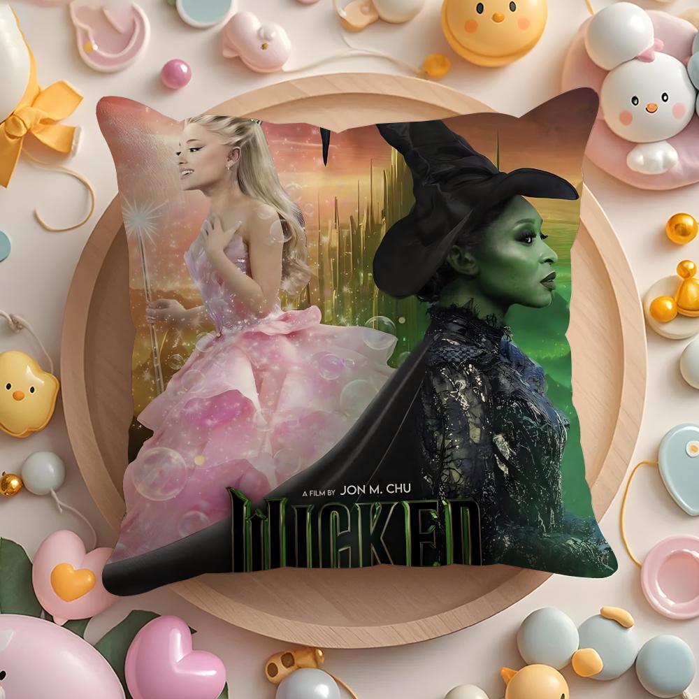 W-Wicked Part One Movie Cushion Cover Short Plush Double-Sided Printing Home Machine Washable In Warm Winter Pillow Case