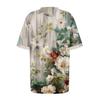 Women's Top Loose Casual V-Neck Lace Sleeve T-Shirt Short Sleeve Floral Print Top