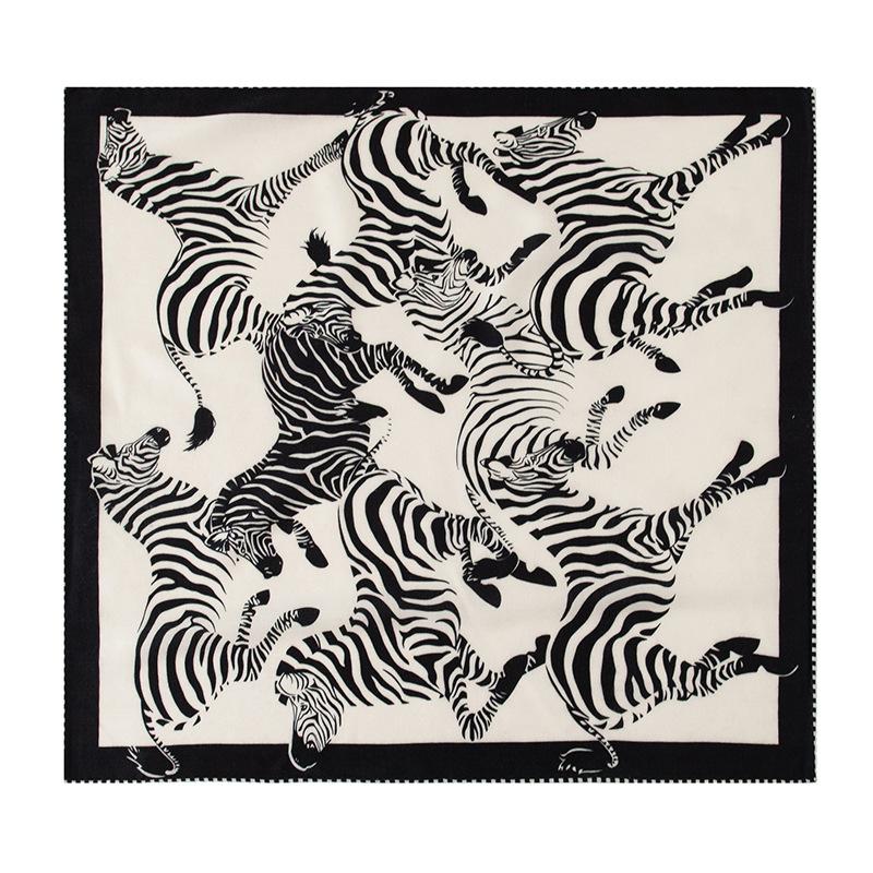 New classic zebra silk wool scarf silk silk scarf mulberry silk large square scarf warm and elegant women s square scarf 65*65