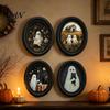 Ghost Oil Painting Print Halloween Wall Art, Cute Table Sign, Vintage Oval Framed Decor Picture, Decorative Art for Mantel Living Room Bedroom