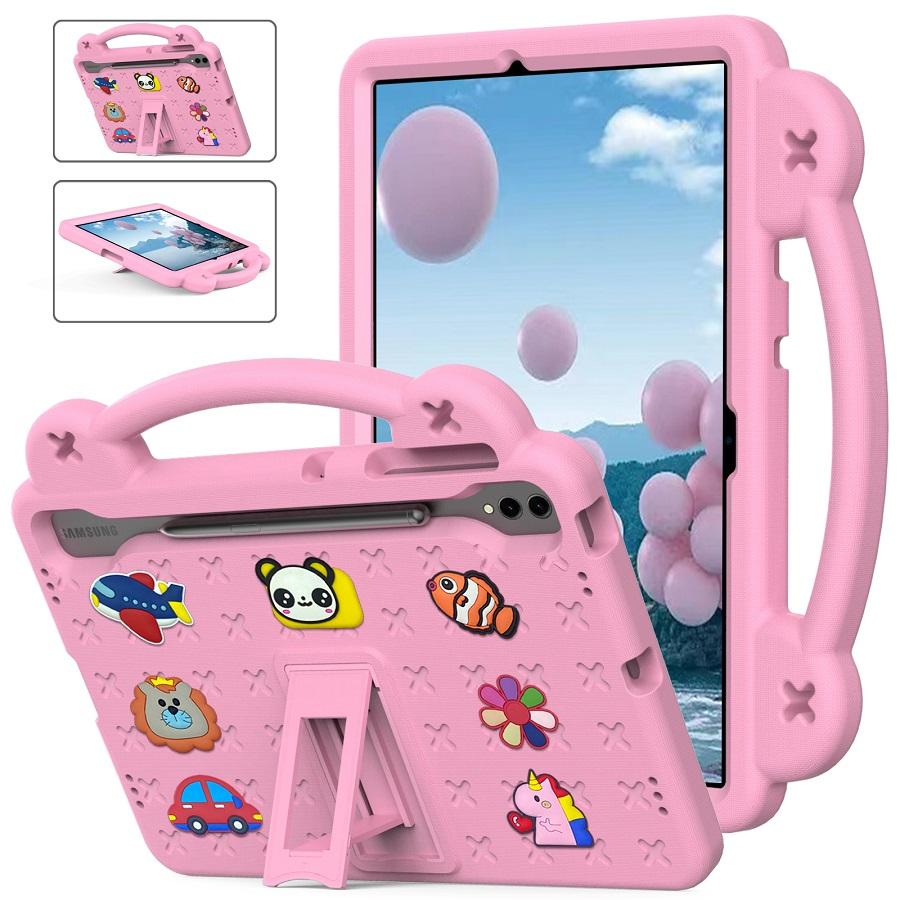 Étui Stand Ours EVA pour Enfants Pour Samsung Galaxy Tab S9 FE S8 11 Funda Tab S10 S9 FE Plus 12.4 S7 FE S8 Plus Housse de Tablette antichoc Tab A9 8.7 2023 rose
